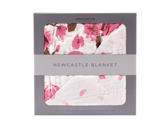 Cherry Blossom Bamboo Muslin Newcastle Blanket-0