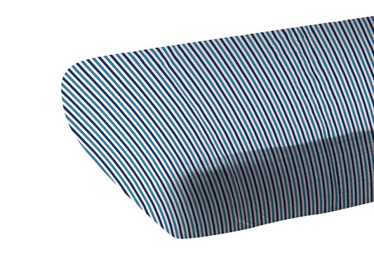 Blue and White Stripe Bamboo Crib Sheet-0